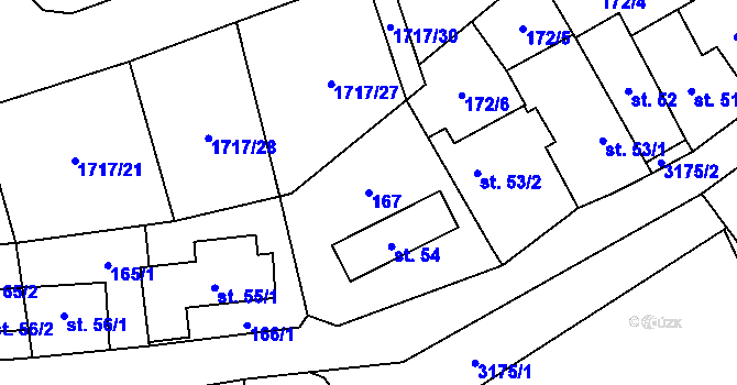 Parcela st. 167 v KÚ Dolní Město, Katastrální mapa