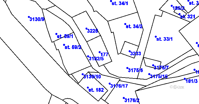 Parcela st. 177 v KÚ Dolní Město, Katastrální mapa
