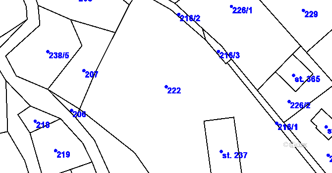 Parcela st. 222 v KÚ Dolní Město, Katastrální mapa