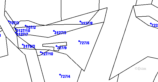 Parcela st. 727/5 v KÚ Dolní Město, Katastrální mapa