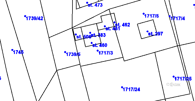Parcela st. 1717/3 v KÚ Dolní Město, Katastrální mapa