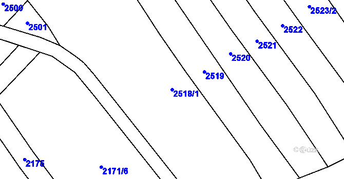 Parcela st. 2518/1 v KÚ Dolní Město, Katastrální mapa