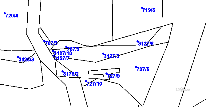 Parcela st. 3127/3 v KÚ Dolní Město, Katastrální mapa