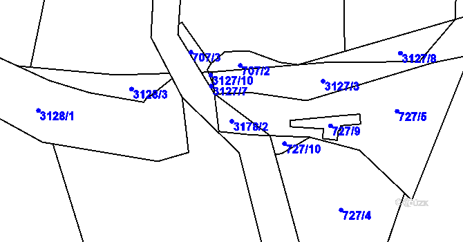 Parcela st. 3178/2 v KÚ Dolní Město, Katastrální mapa