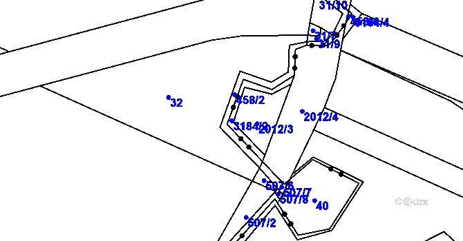 Parcela st. 3184/2 v KÚ Dolní Město, Katastrální mapa
