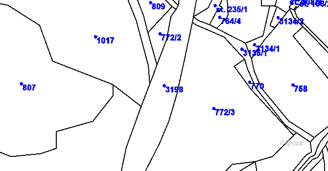 Parcela st. 3198 v KÚ Dolní Město, Katastrální mapa