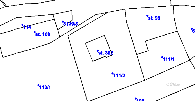 Parcela st. 382 v KÚ Dolní Město, Katastrální mapa
