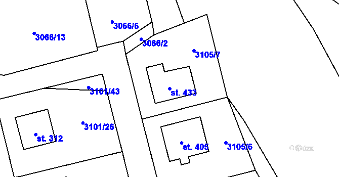 Parcela st. 433 v KÚ Dolní Město, Katastrální mapa