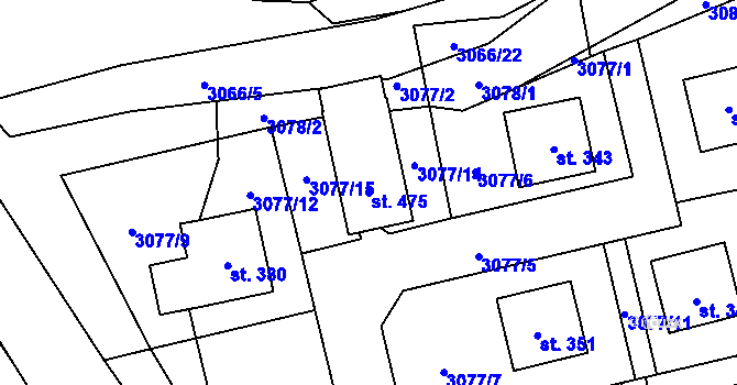 Parcela st. 475 v KÚ Dolní Město, Katastrální mapa