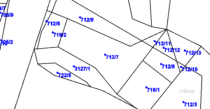 Parcela st. 712/7 v KÚ Dolní Město, Katastrální mapa