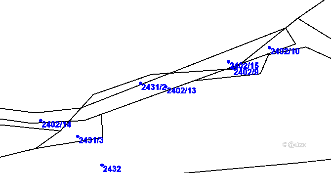 Parcela st. 2402/13 v KÚ Dolní Město, Katastrální mapa