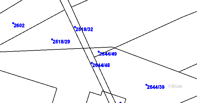 Parcela st. 2644/49 v KÚ Dolní Město, Katastrální mapa