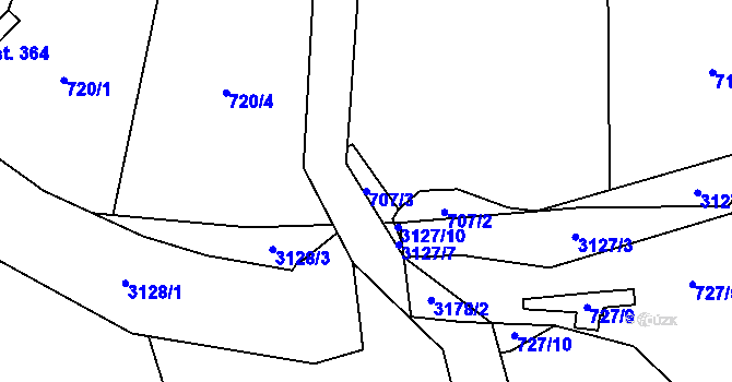 Parcela st. 707/3 v KÚ Dolní Město, Katastrální mapa