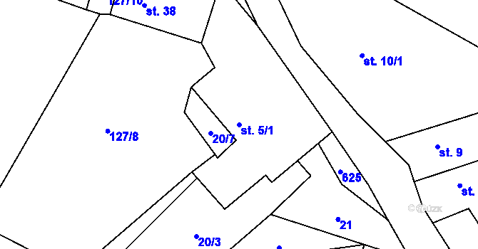Parcela st. 5/1 v KÚ Meziklasí, Katastrální mapa