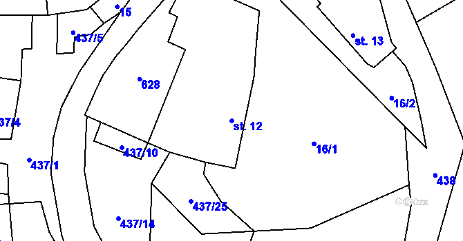 Parcela st. 12 v KÚ Meziklasí, Katastrální mapa