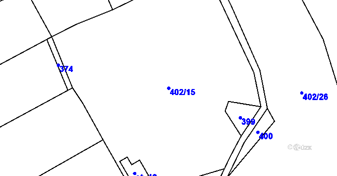 Parcela st. 402/15 v KÚ Meziklasí, Katastrální mapa
