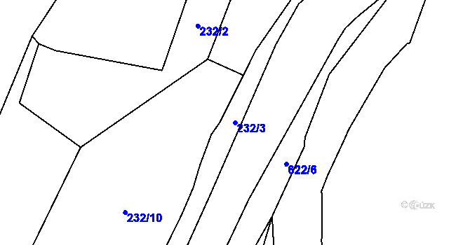 Parcela st. 232/3 v KÚ Dolní Morava, Katastrální mapa