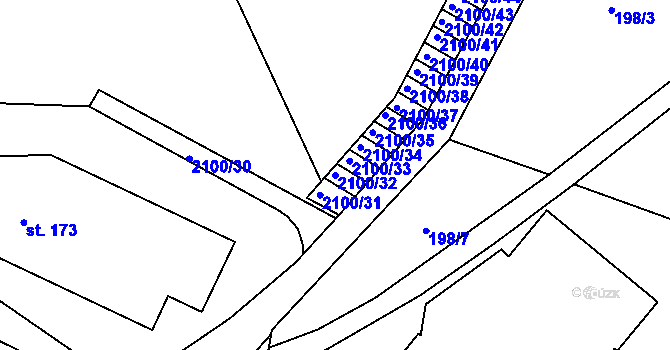 Parcela st. 2100/32 v KÚ Dolní Morava, Katastrální mapa