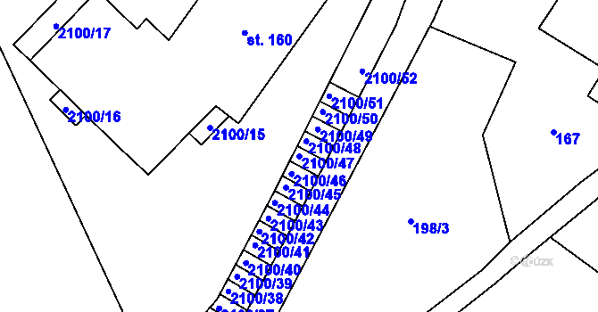 Parcela st. 2100/47 v KÚ Dolní Morava, Katastrální mapa