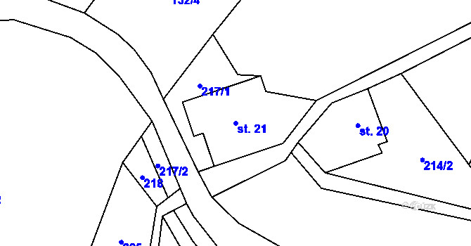 Parcela st. 21 v KÚ Horní Morava, Katastrální mapa