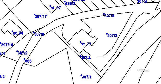 Parcela st. 77 v KÚ Horní Morava, Katastrální mapa