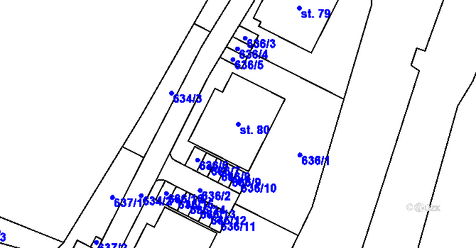Parcela st. 80 v KÚ Horní Morava, Katastrální mapa
