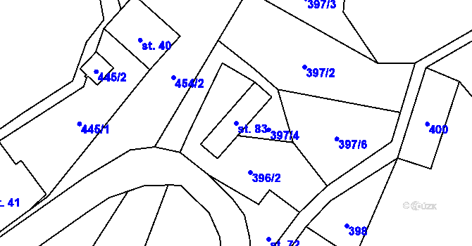 Parcela st. 83 v KÚ Horní Morava, Katastrální mapa