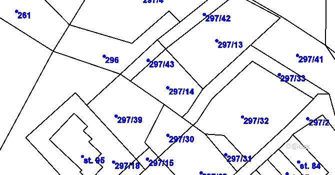 Parcela st. 297/14 v KÚ Horní Morava, Katastrální mapa