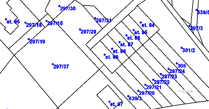 Parcela st. 89 v KÚ Horní Morava, Katastrální mapa
