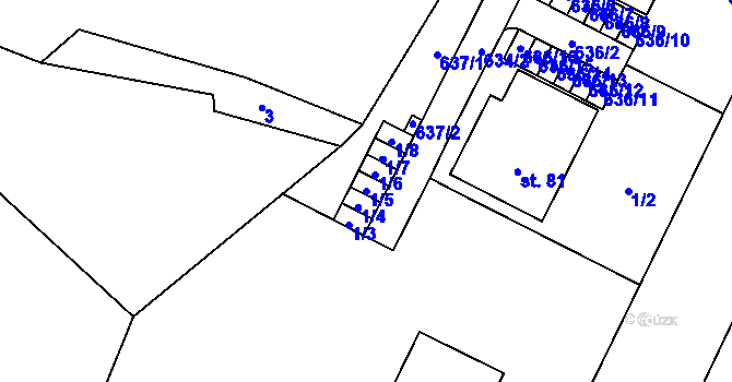 Parcela st. 1/5 v KÚ Horní Morava, Katastrální mapa