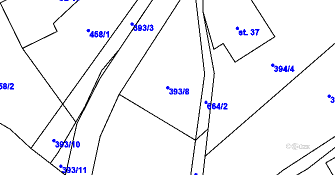 Parcela st. 393/8 v KÚ Horní Morava, Katastrální mapa