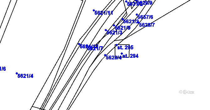 Parcela st. 5628/4 v KÚ Velká Morava, Katastrální mapa