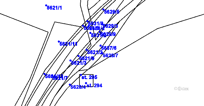 Parcela st. 5628/7 v KÚ Velká Morava, Katastrální mapa