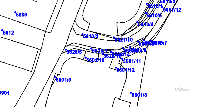 Parcela st. 5628/10 v KÚ Velká Morava, Katastrální mapa