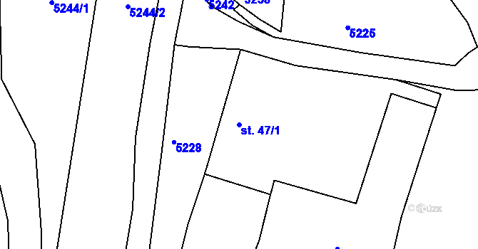 Parcela st. 47/1 v KÚ Velká Morava, Katastrální mapa