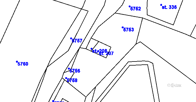 Parcela st. 207 v KÚ Velká Morava, Katastrální mapa