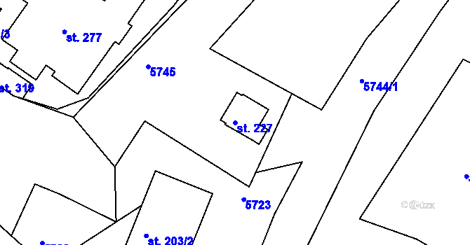 Parcela st. 227 v KÚ Velká Morava, Katastrální mapa