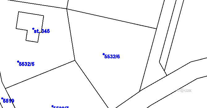 Parcela st. 5532/6 v KÚ Velká Morava, Katastrální mapa
