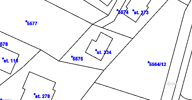 Parcela st. 334 v KÚ Velká Morava, Katastrální mapa