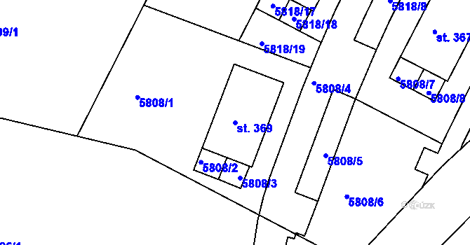 Parcela st. 369 v KÚ Velká Morava, Katastrální mapa