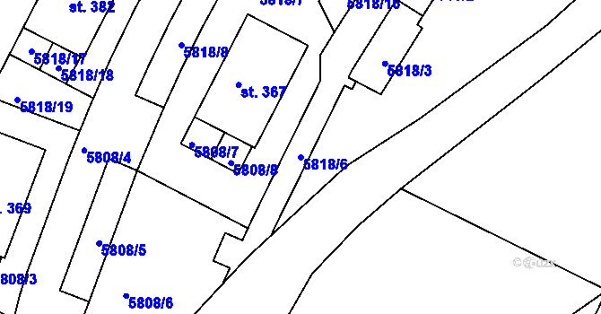 Parcela st. 5818/6 v KÚ Velká Morava, Katastrální mapa