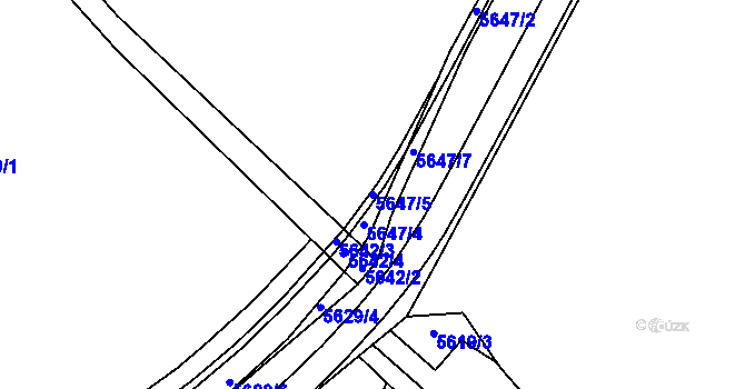 Parcela st. 5647/5 v KÚ Velká Morava, Katastrální mapa