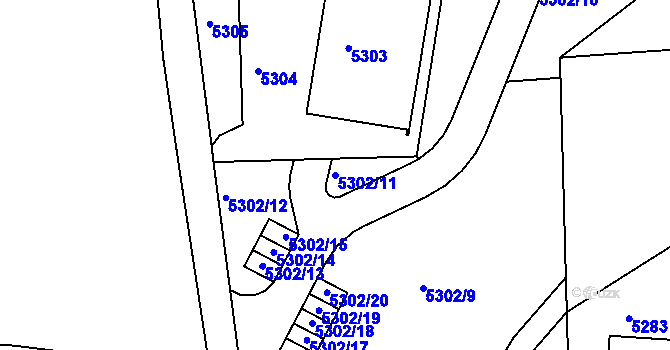 Parcela st. 5302/11 v KÚ Velká Morava, Katastrální mapa