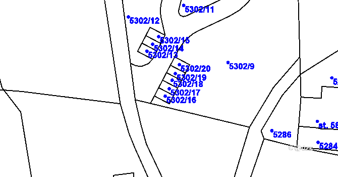 Parcela st. 5302/17 v KÚ Velká Morava, Katastrální mapa