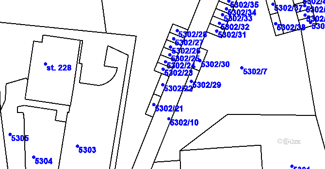 Parcela st. 5302/22 v KÚ Velká Morava, Katastrální mapa