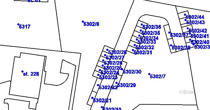 Parcela st. 5302/27 v KÚ Velká Morava, Katastrální mapa