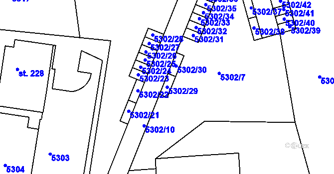Parcela st. 5302/29 v KÚ Velká Morava, Katastrální mapa