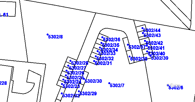 Parcela st. 5302/33 v KÚ Velká Morava, Katastrální mapa