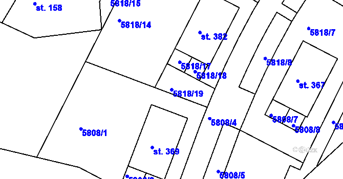 Parcela st. 5818/19 v KÚ Velká Morava, Katastrální mapa