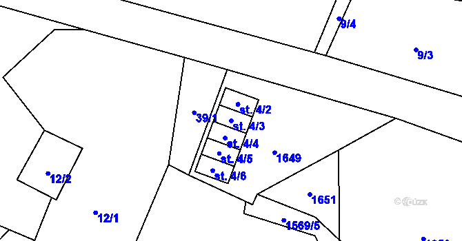 Parcela st. 4/3 v KÚ Dolní Moravice, Katastrální mapa